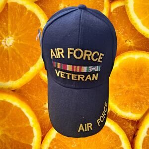 NWT DF Black Air Force Veteran Hook and Loop Closure Adjustable Baseball Hat Cap